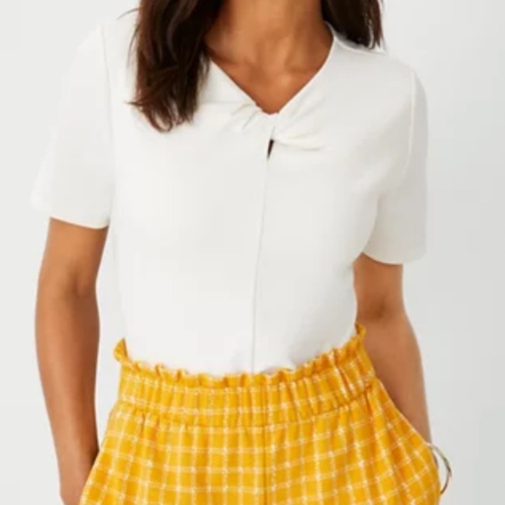 Ann Taylor twist neck top NWT light cream color XL